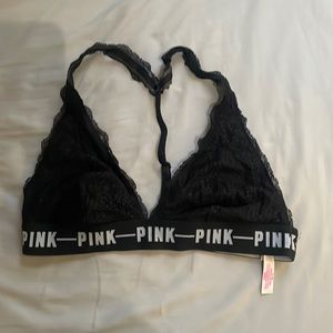 VS Pink Lace Bralette Black